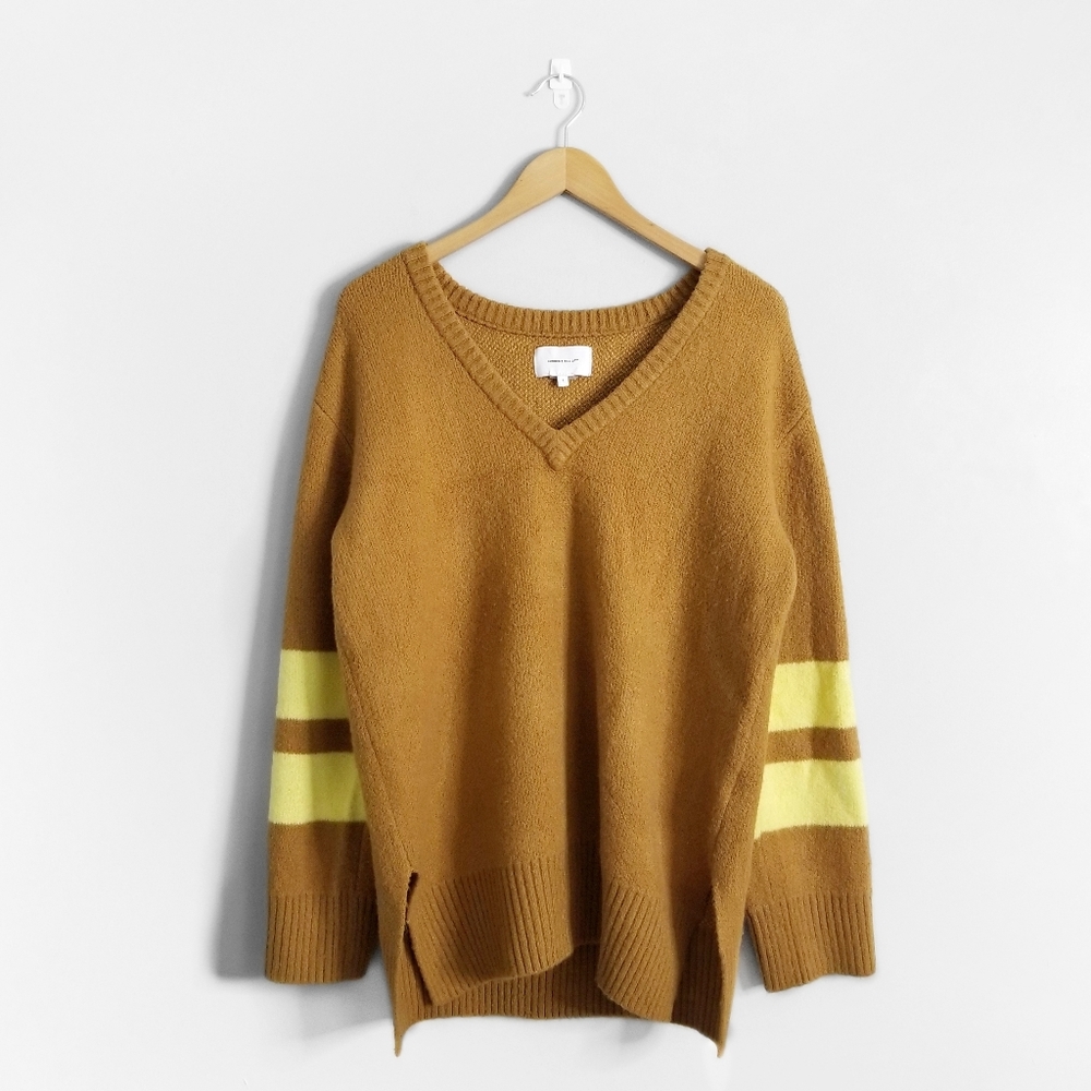 CURRENT/ELLIOTT Brown Oversized V Neck Sweater
